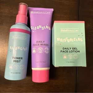 Gift Set of 3 • Global Beauty Care • Cleansing Face Wash, Exfoliator, Toner